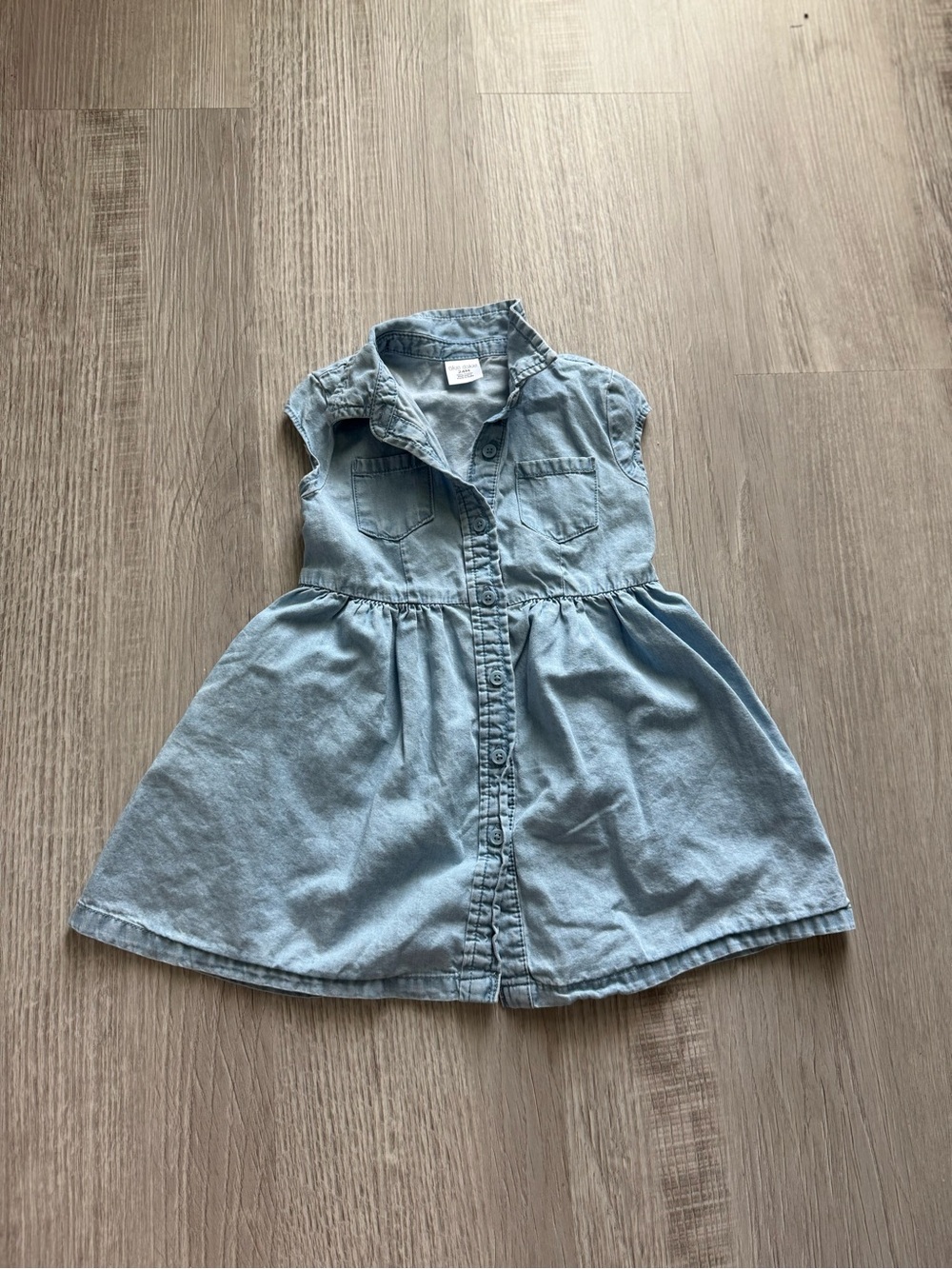 Light Blue Denim Button-Front Girls' Dress